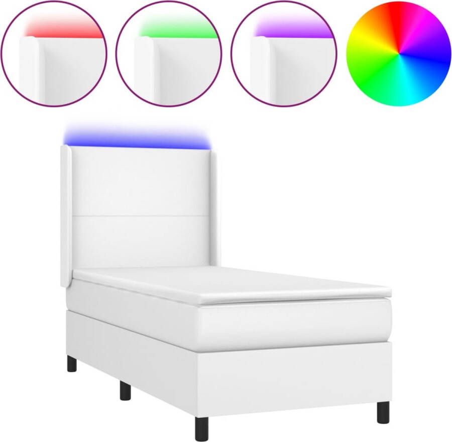 VidaXL -Boxspring-met-matras-en-LED-kunstleer-wit-100x200-cm - Foto 2