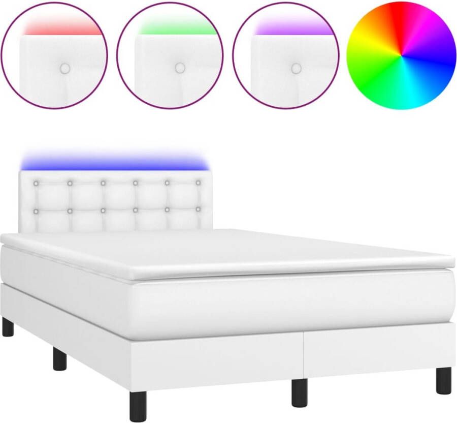 VidaXL -Boxspring-met-matras-en-LED-kunstleer-wit-120x200-cm - Foto 2