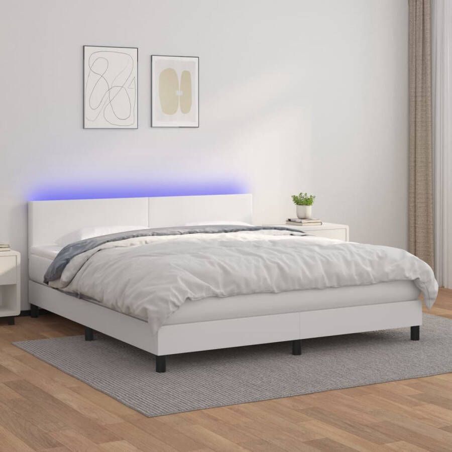 VidaXL -Boxspring-met-matras-en-LED-kunstleer-wit-160x200-cm - Foto 3