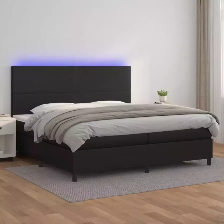 VidaXL -Boxspring-met-matras-en-LED-kunstleer-zwart-200x200-cm - Foto 2