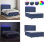 VidaXL Boxspring met matras en LED stof blauw 140x190 cm Boxspring Boxsprings Bed Slaapmeubel - Thumbnail 3