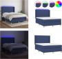 VidaXL Boxspring met matras en LED stof blauw 140x190 cm Boxspring Boxsprings Bed Slaapmeubel - Thumbnail 4
