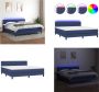 VidaXL Boxspring met matras en LED stof blauw 160x200 cm Boxspring Boxsprings Bed Slaapmeubel - Thumbnail 2