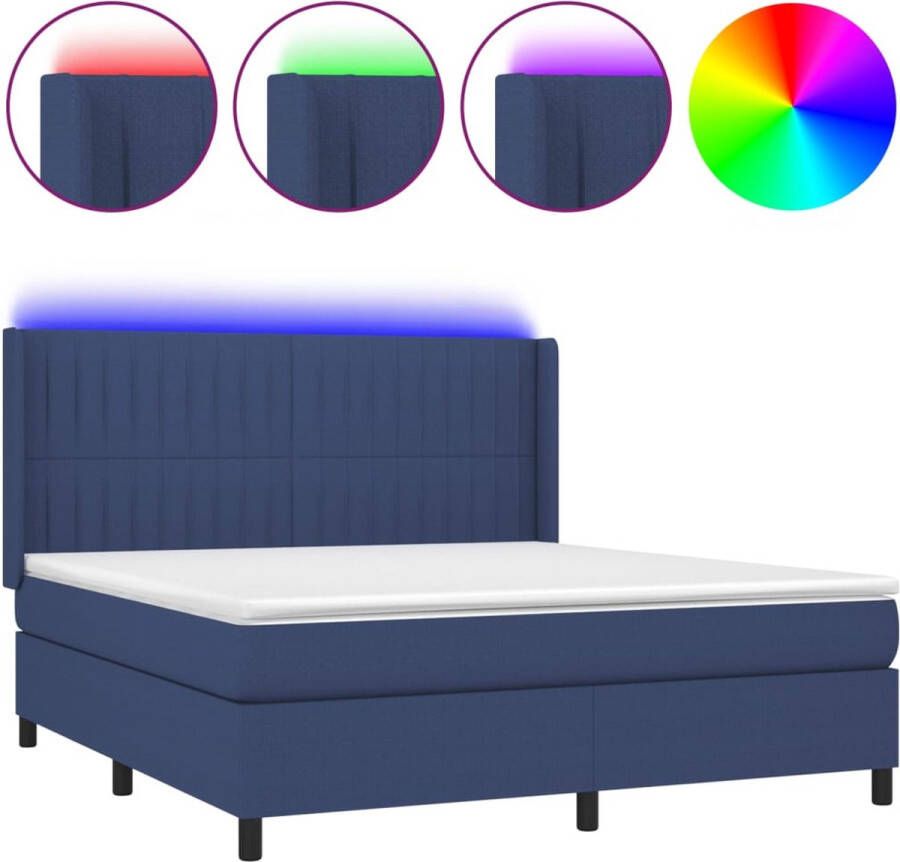 VidaXL -Boxspring-met-matras-en-LED-stof-blauw-180x200-cm - Foto 2