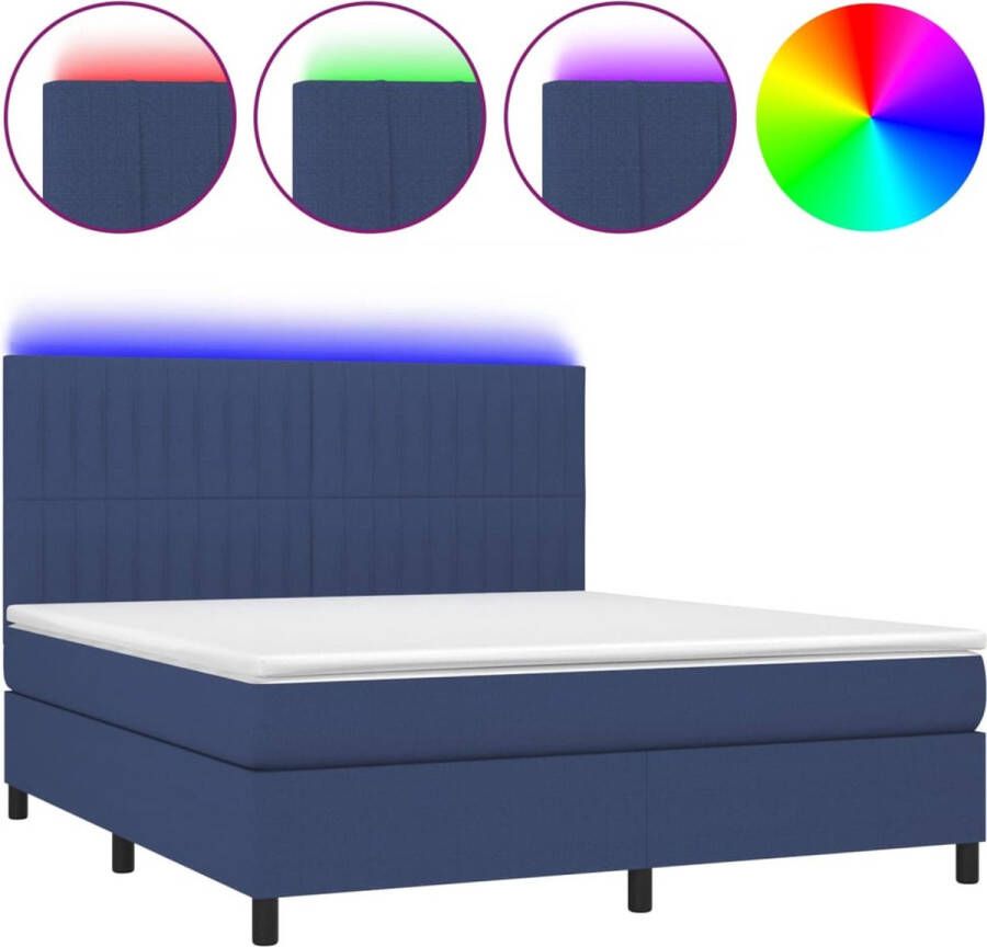 VidaXL -Boxspring-met-matras-en-LED-stof-blauw-180x200-cm - Foto 2