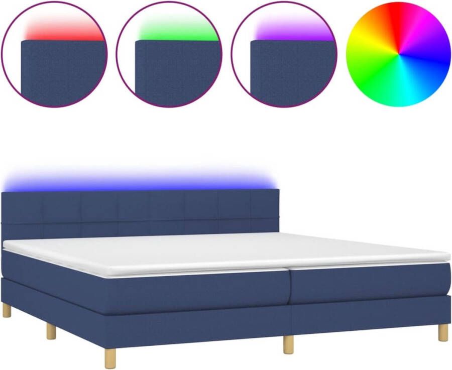 VidaXL -Boxspring-met-matras-en-LED-stof-blauw-200x200-cm - Foto 2