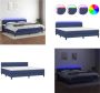VidaXL Boxspring met matras en LED stof blauw 200x200 cm Boxspring Boxsprings Bed Slaapmeubel - Thumbnail 3