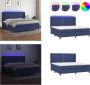 VidaXL Boxspring met matras en LED stof blauw 200x200 cm Boxspring Boxsprings Bed Slaapmeubel - Thumbnail 2