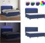 VidaXL Boxspring met matras en LED stof blauw 200x200 cm Boxspring Boxsprings Bed Slaapmeubel - Thumbnail 4