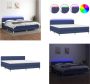 VidaXL Boxspring met matras en LED stof blauw 200x200 cm Boxspring Boxsprings Bed Slaapmeubel - Thumbnail 1