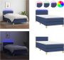 VidaXL Boxspring met matras en LED stof blauw 90x190 cm Boxspring Boxsprings Bed Slaapmeubel - Thumbnail 2