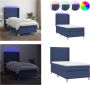 VidaXL Boxspring met matras en LED stof blauw 90x190 cm Boxspring Boxsprings Bed Slaapmeubel - Thumbnail 3