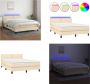 VidaXL Boxspring met matras en LED stof crèmekleurig 140x190 cm Boxspring Boxsprings Bed Slaapmeubel - Thumbnail 1