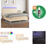 VidaXL Boxspring met matras en LED stof crèmekleurig 200x200 cm Bed Inclusief Reiniger - Thumbnail 1