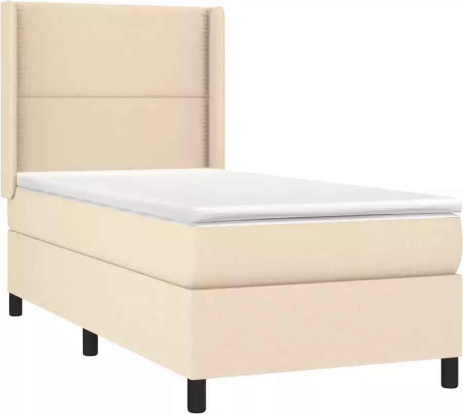 VidaXL Boxspring met matras en LED stof crÃ¨mekleurig 80x200 cm - Foto 5