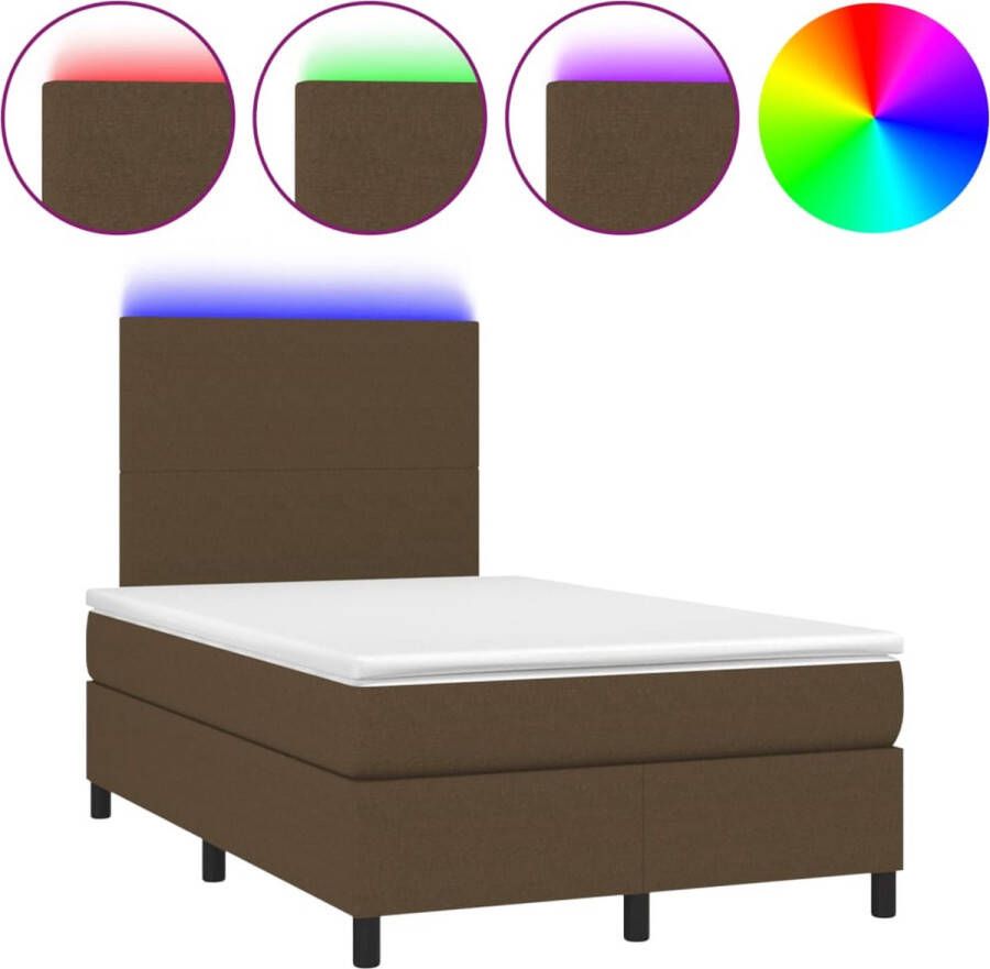 VidaXL -Boxspring-met-matras-en-LED-stof-donkerbruin-120x190-cm - Foto 3