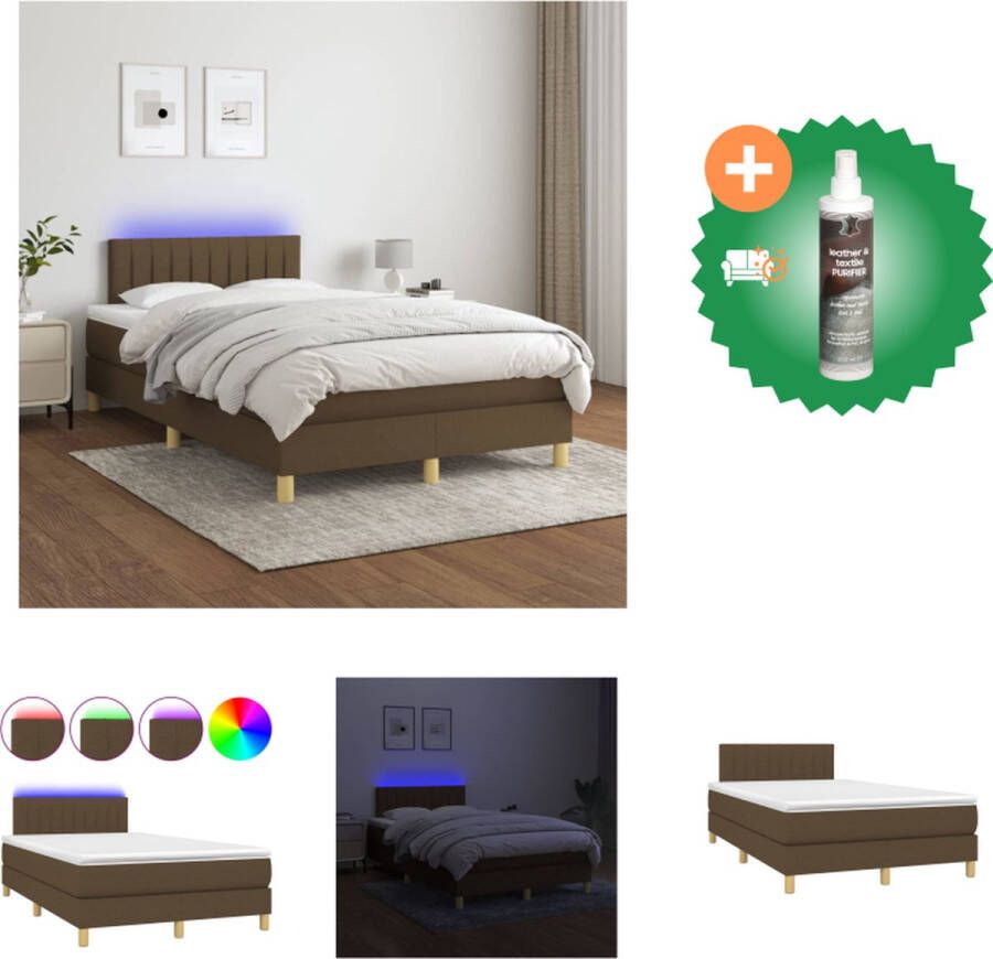 VidaXL Bed Boxspring 120x200 LED Strip Duurzaam materiaal Verstelbaar hoofdbord Pocketvering matras Huidvriendelijk topmatras Inclusief montagehandleiding and USB-aansluiting Bed Inclusief Reiniger