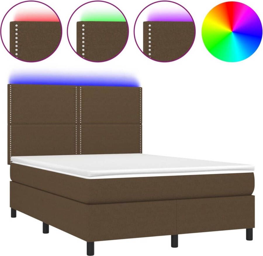 VidaXL -Boxspring-met-matras-en-LED-stof-donkerbruin-140x190-cm - Foto 3