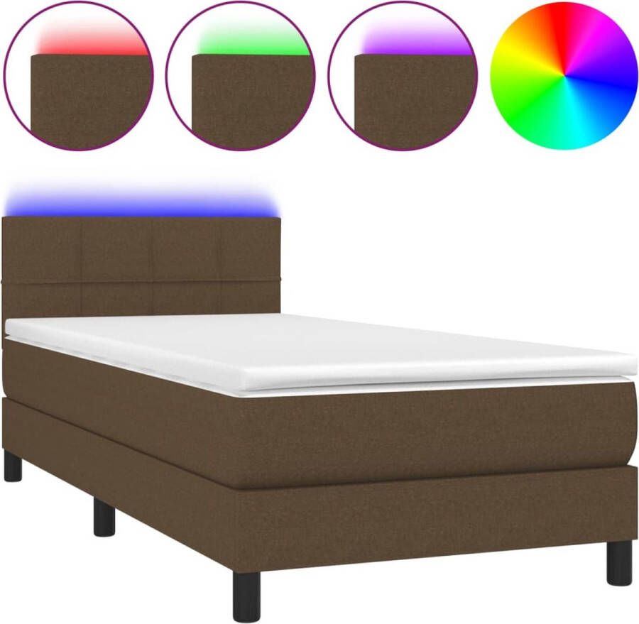 VidaXL -Boxspring-met-matras-en-LED-stof-donkerbruin-80x200-cm - Foto 2