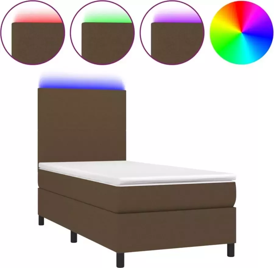 VidaXL -Boxspring-met-matras-en-LED-stof-donkerbruin-80x200-cm - Foto 3