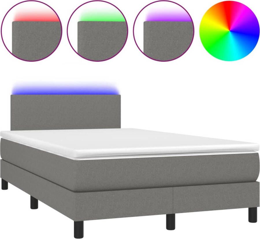 VidaXL -Boxspring-met-matras-en-LED-stof-donkergrijs-120x190-cm - Foto 3