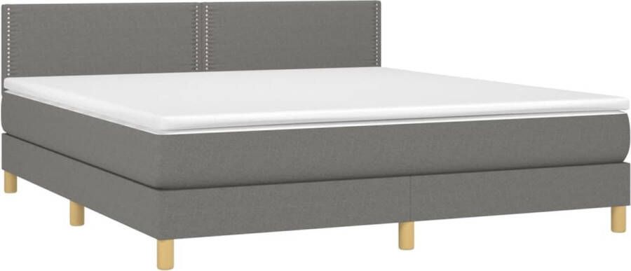 Vida XL Boxspring met matras en LED stof donkergrijs 180x200 cm SKU: V3133974 - Foto 2