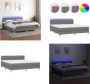 VidaXL Boxspring met matras en LED stof donkergrijs 180x200 cm Boxspring Boxsprings Bed Slaapmeubel - Thumbnail 2