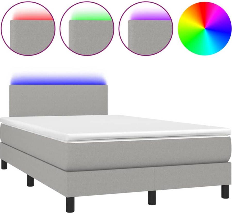 VidaXL -Boxspring-met-matras-en-LED-stof-lichtgrijs-120x190-cm - Foto 3