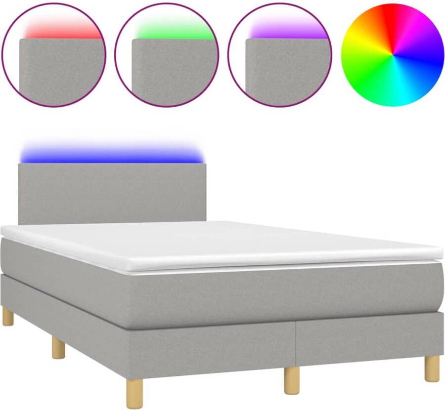 VidaXL -Boxspring-met-matras-en-LED-stof-lichtgrijs-120x190-cm - Foto 3