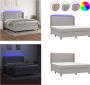 VidaXL Boxspring met matras en LED stof lichtgrijs 160x200 cm Boxspring Boxsprings Bed Slaapmeubel - Thumbnail 3