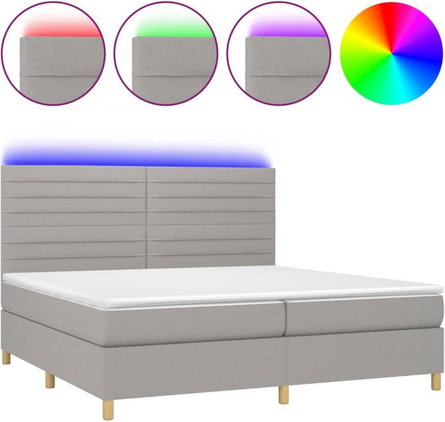 VidaXL -Boxspring-met-matras-en-LED-stof-lichtgrijs-200x200-cm - Foto 3