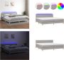 VidaXL Boxspring met matras en LED stof lichtgrijs 200x200 cm Boxspring Boxsprings Bed Slaapmeubel - Thumbnail 7