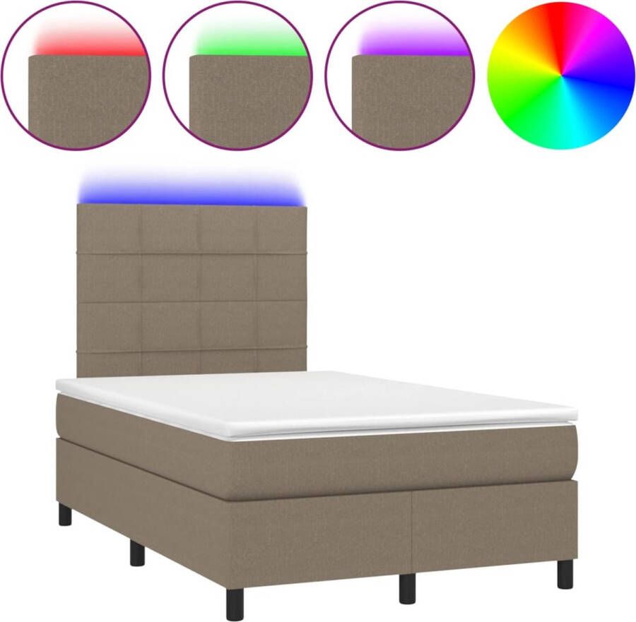 VidaXL -Boxspring-met-matras-en-LED-stof-taupe-120x190-cm - Foto 3