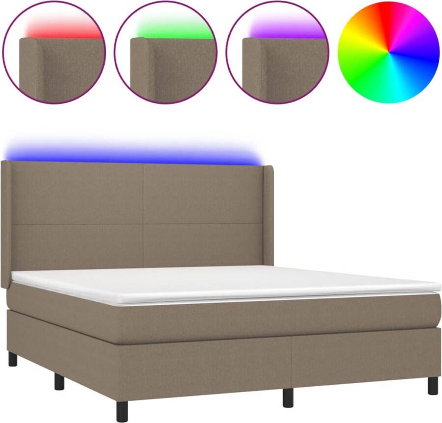 VidaXL -Boxspring-met-matras-en-LED-stof-taupe-180x200-cm - Foto 5