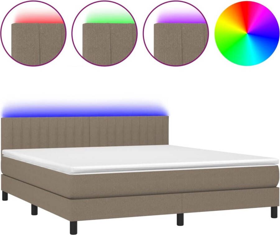 VidaXL -Boxspring-met-matras-en-LED-stof-taupe-180x200-cm - Foto 3