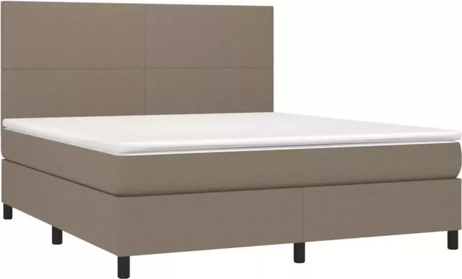VidaXL -Boxspring-met-matras-en-LED-stof-taupe-180x200-cm - Foto 9