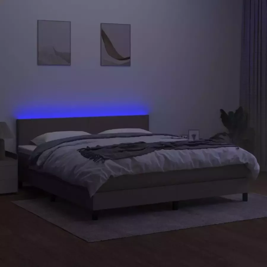 VidaXL -Boxspring-met-matras-en-LED-stof-taupe-180x200-cm