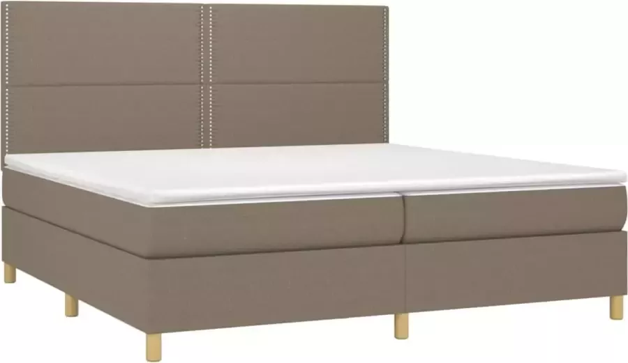 VidaXL -Boxspring-met-matras-en-LED-stof-taupe-200x200-cm - Foto 3