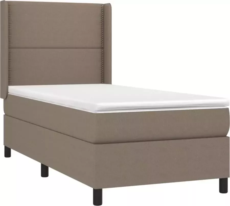 VidaXL -Boxspring-met-matras-en-LED-stof-taupe-90x190-cm - Foto 3