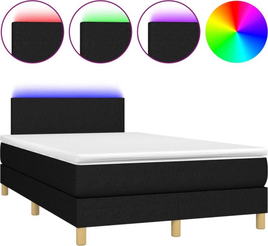 Vida XL Boxspring met matras en LED stof zwart 120x190 cm SKU: V3270097 - Foto 3