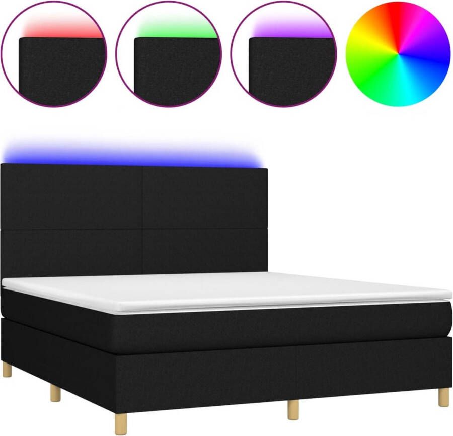 VidaXL -Boxspring-met-matras-en-LED-stof-zwart-160x200-cm - Foto 3