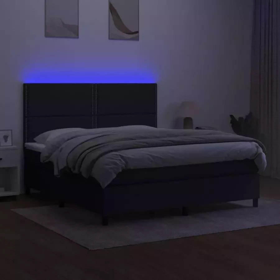 VidaXL -Boxspring-met-matras-en-LED-stof-zwart-160x200-cm - Foto 6
