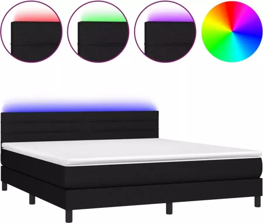 VidaXL -Boxspring-met-matras-en-LED-stof-zwart-160x200-cm - Foto 3