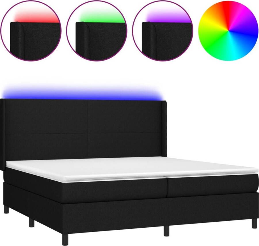 VidaXL -Boxspring-met-matras-en-LED-stof-zwart-200x200-cm - Foto 2