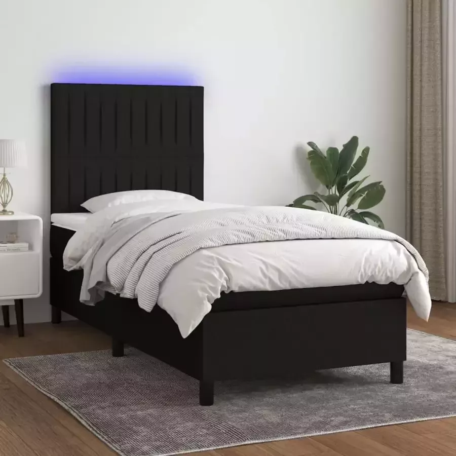 Vida XL Boxspring met matras en LED stof zwart 90x190 cm SKU: V3133119