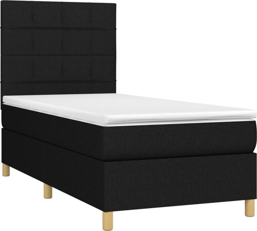 Vida XL Boxspring met matras en LED stof zwart 90x200 cm SKU: V3133127 - Foto 6