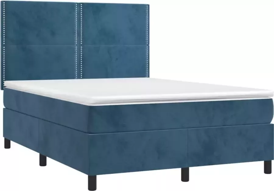 VidaXL -Boxspring-met-matras-fluweel-donkerblauw-140x190-cm - Foto 3