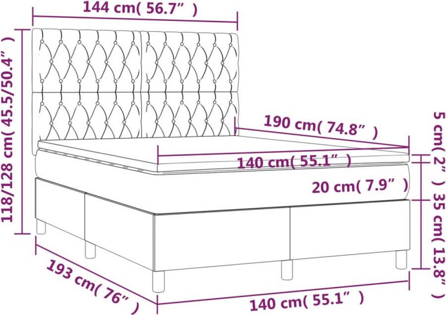 VidaXL -Boxspring-met-matras-fluweel-donkerblauw-140x190-cm - Foto 2