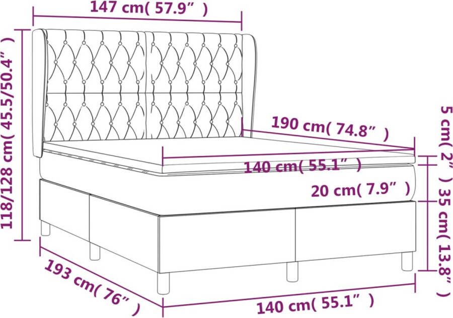 VidaXL -Boxspring-met-matras-fluweel-donkerblauw-140x190-cm - Foto 2