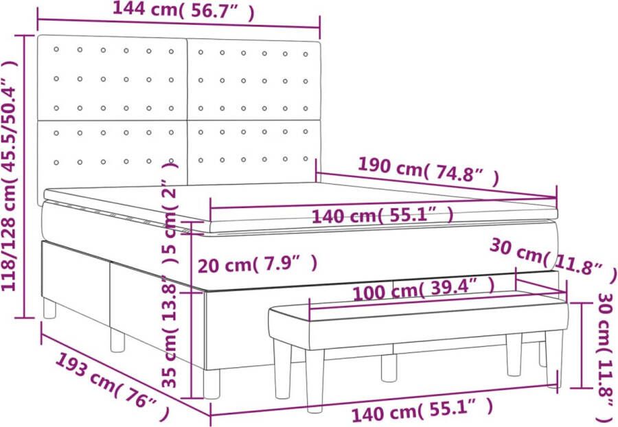 VidaXL -Boxspring-met-matras-fluweel-donkerblauw-140x190-cm - Foto 2